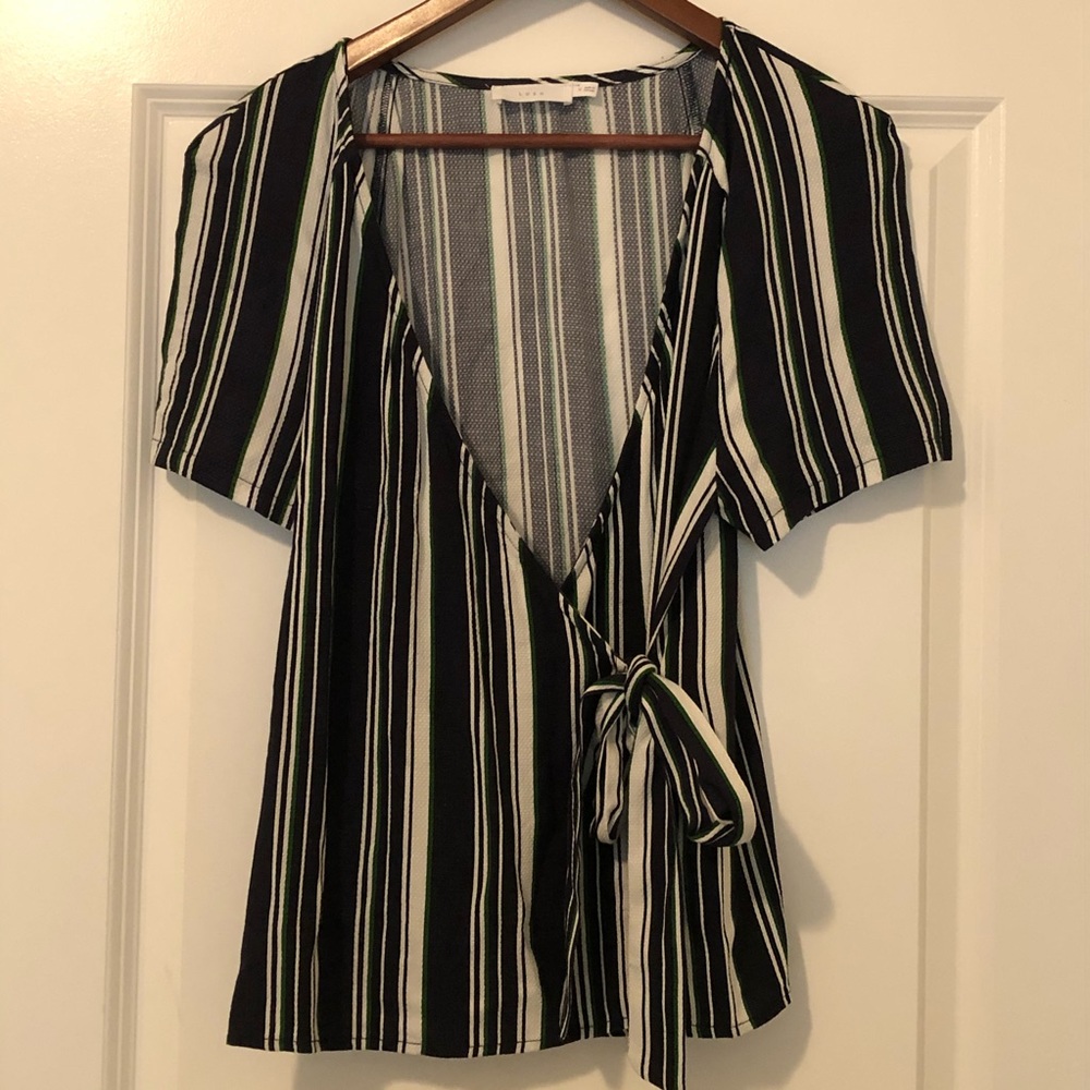 Lush Womens Shirt Size M Strips Navy
